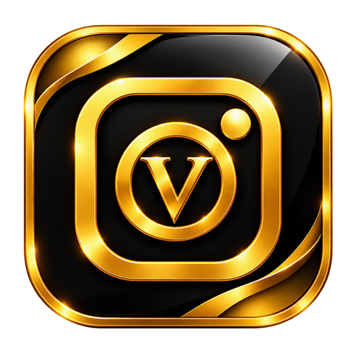 Elite Insta app logo – gold Instagram icon on black